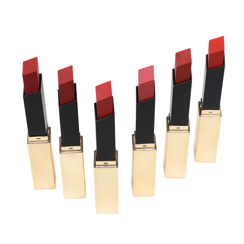 

high pigment 6 colors oem non touch lipstick gold square tube factory, Multi color