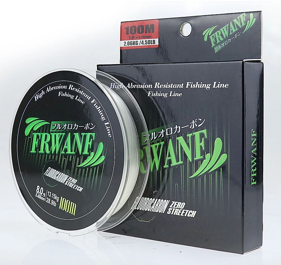 

Japanese line 100 meter 0.125--0.760 mm 3.1LB---56.6LB 100% Fluorocarbon Fishing Line, Clear