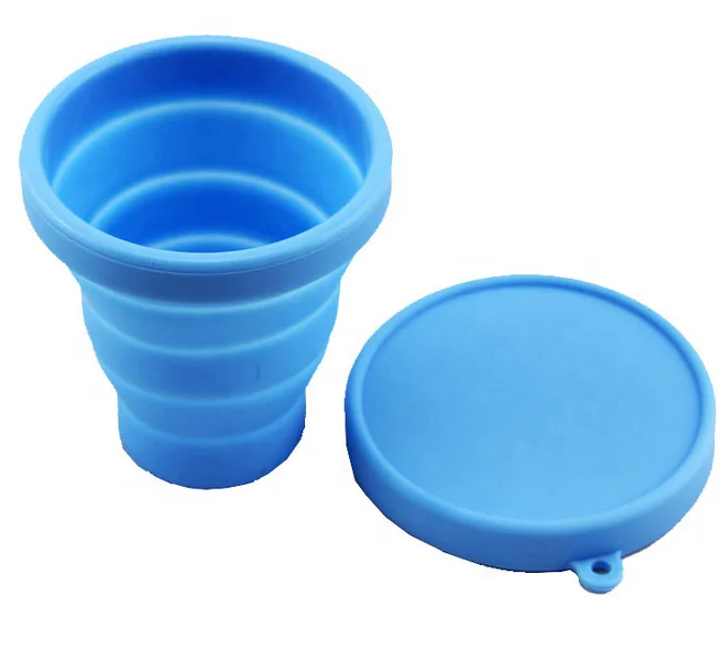 

2019 Amazon hot sale portable drinking folding silicone cup with lid, Pantone color