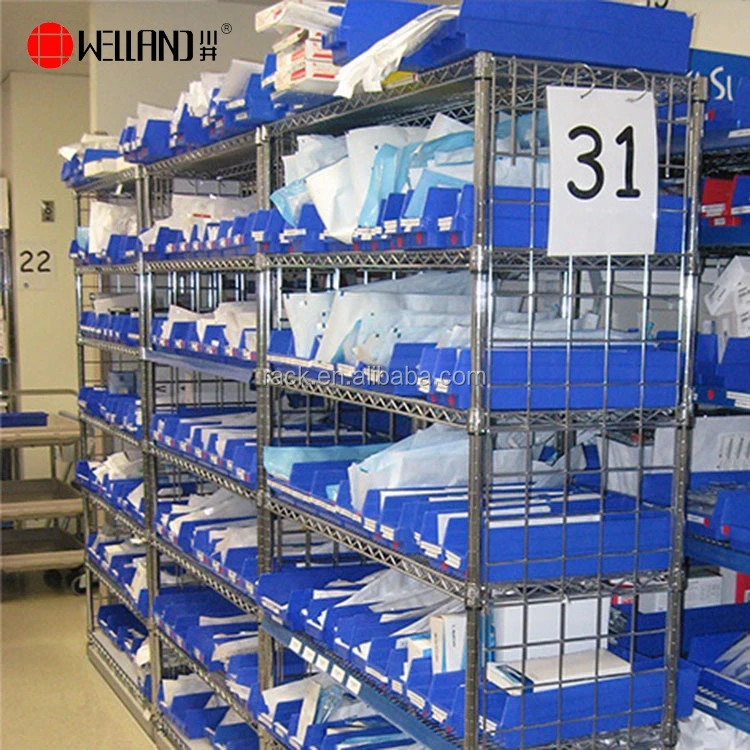 Nsf Approved Heavy Duty 7 Tier Hospital Bin Metal Shelf (medical Wire