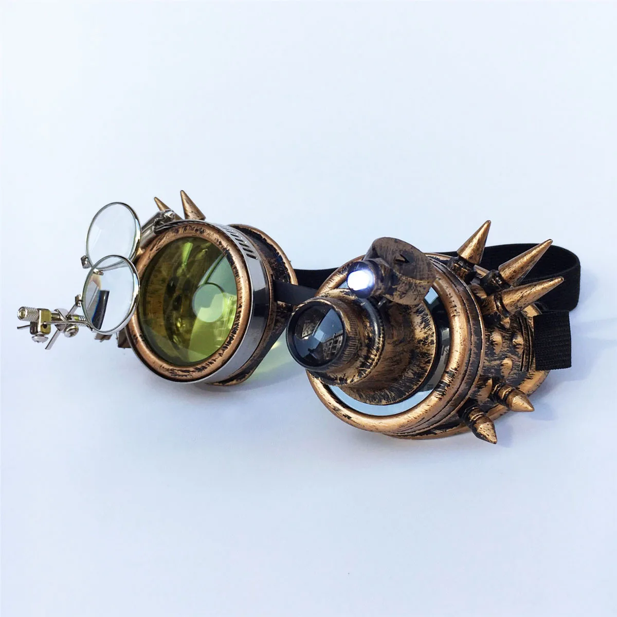 Arsimus Steampunk Goggles with Magnifying Glass and LED Light 