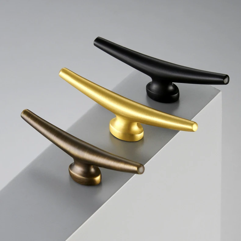 

New products solid brass modern light luxury wardrobe door long handle and knob for bedroom kitchen C-1781, Black bronze / bronze / satin brass