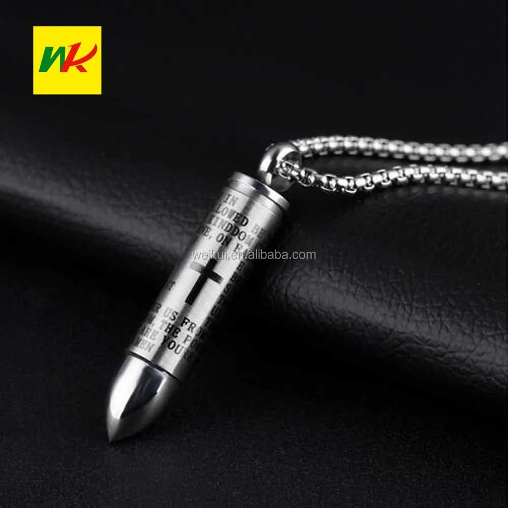 

Mens Cross Pendant Necklace For Men Black Gold English Urn Lord's Prayer Stainless Steel Ash Memorial Bullet Chain Nice Gifts, Accept customized