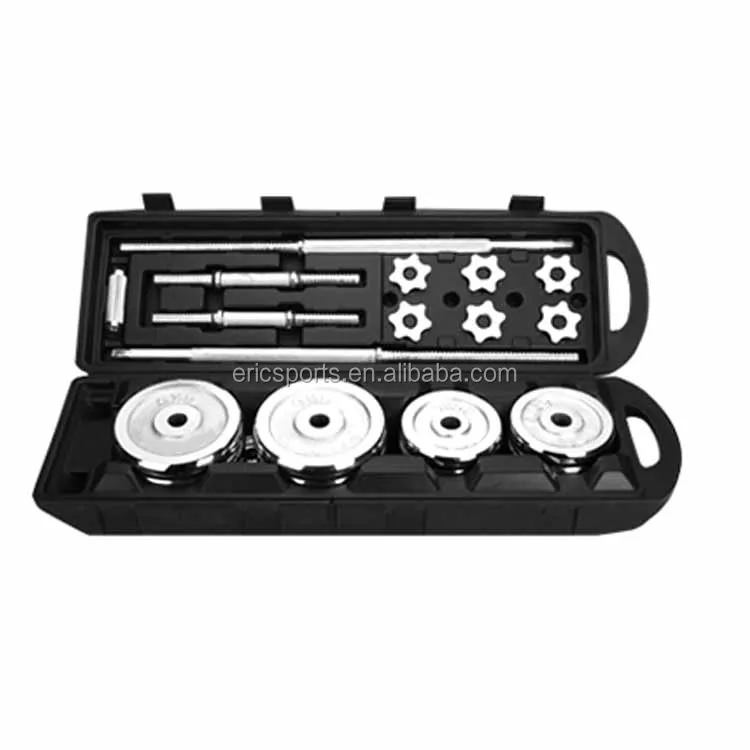 chromed plastic boxes sets 50kg Barbell and Dumbbell Type Gym dumbbell