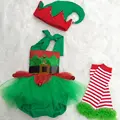 Fashion Casual Baby Girl Tulle Romper Leg Warmers Hat Cute Kids Christmas 3pcs Outfit Set Costume