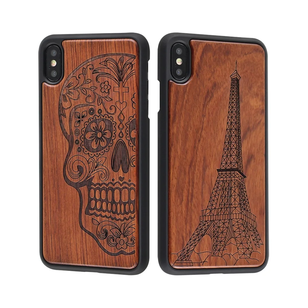 2019 Hot Products Custom Logo Laser Engraving Wood+PC Cell Phone Case For iPhone XS Max