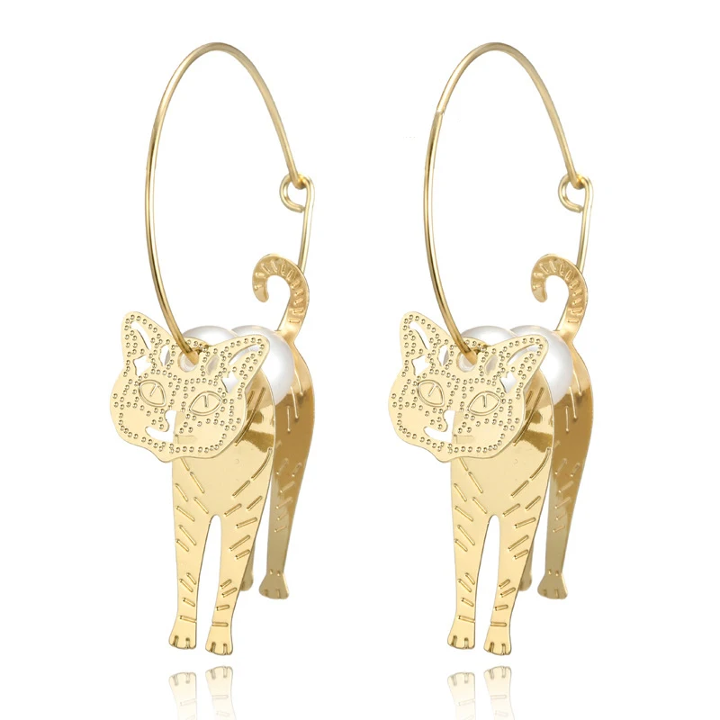 

YWMT 2018 Latest European Fashion YIWU Trendy Cat Earrings For Women, Gold