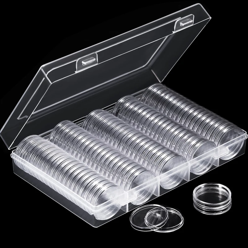 Round Plastic Coin Holder Coin Collection Case With Storage Organizer
