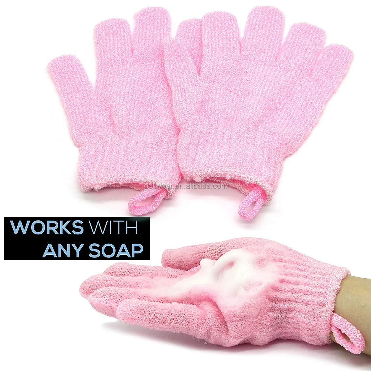 Recycle Bamboo Nylon Body Face Skin Scrub Bath Exfoliating Glove For Shower Massage Hydro Spa