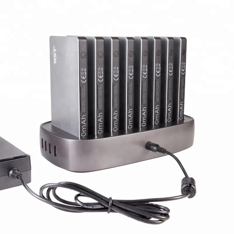 

Innovative product 2019 custom 8 power banks multi device cellphone charging station, Silver;gold