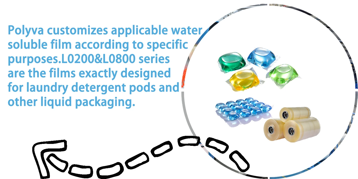 Green material soluble liquid capsules PVA water packing film