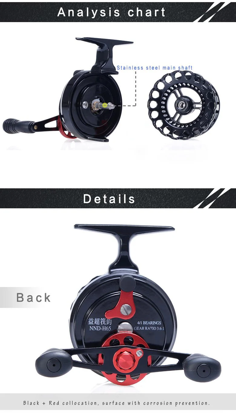 Carretel da Mosca Jangada de Pesca Carretel de Pesca Yichao Novo Nnd h65 Gear Ratio 3.6: 1 Semimetal Esquerda e direita Voar Pesca no Gelo Carretel Jangada 4 Yichao novo NND-H65 gear ratio 3.6: 1