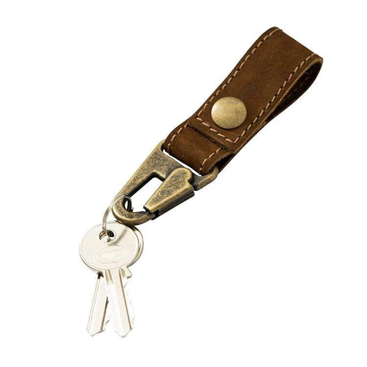 Handmade Genuine Leather Keychain Solid Brass Hardware Belt Clip Key
