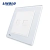Livolo Glass Manufacturer Good Design 2 Gang Tel Wall Socket VL-W292T-12