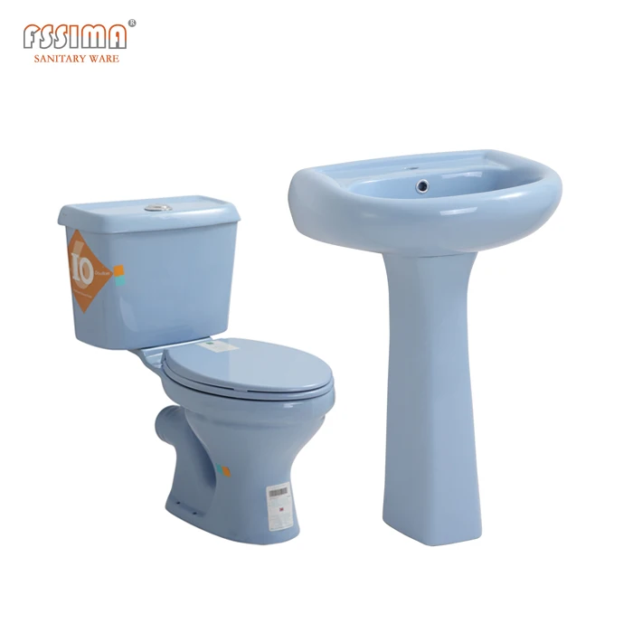 Washdown Sky Blue Color Toilet Two Piece Toilet Wc Water Closet Buy
