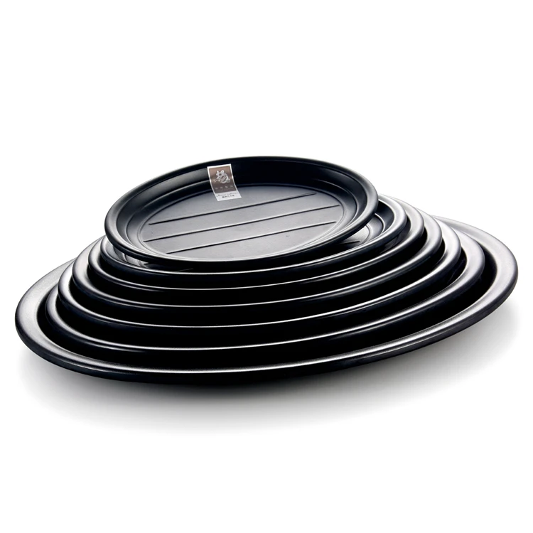 

Japanese Restaurant Melamine Plastic Dinner Plates, Black