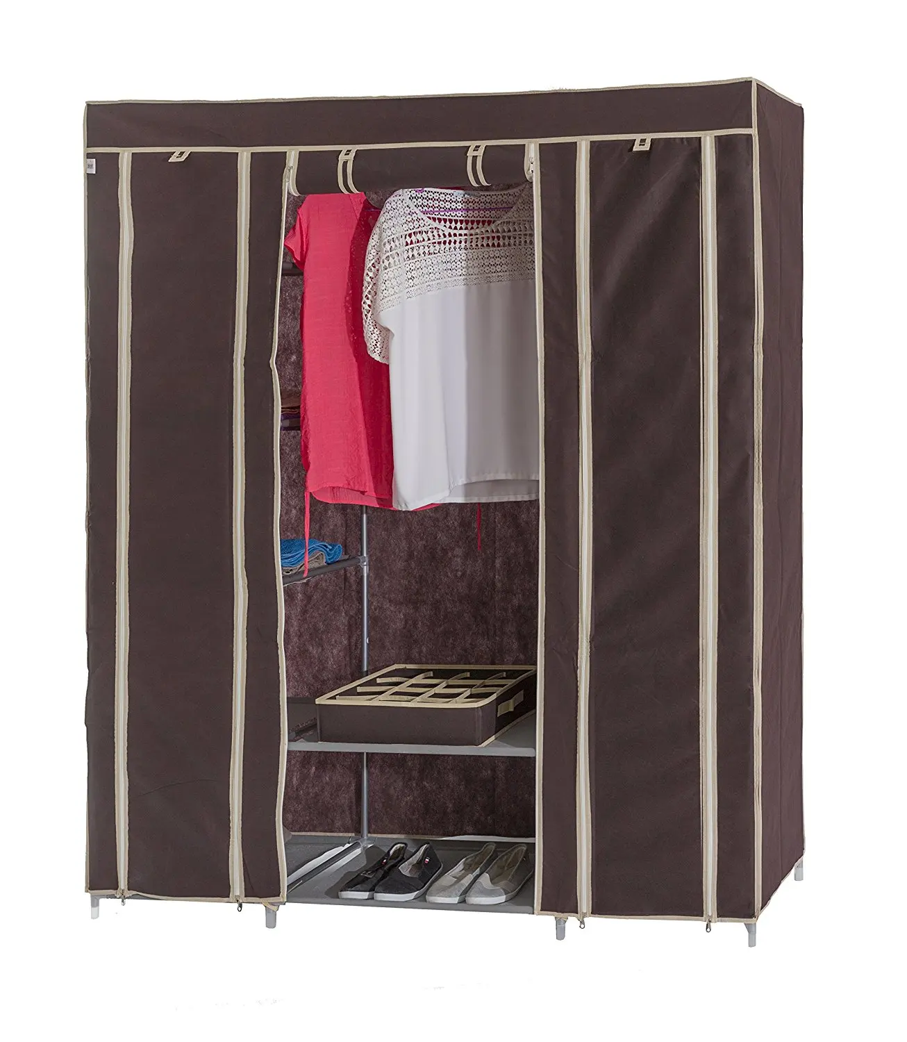 Folding Canvas Wardrobe Folding Fabric Wardrobe Assemble Portable ...