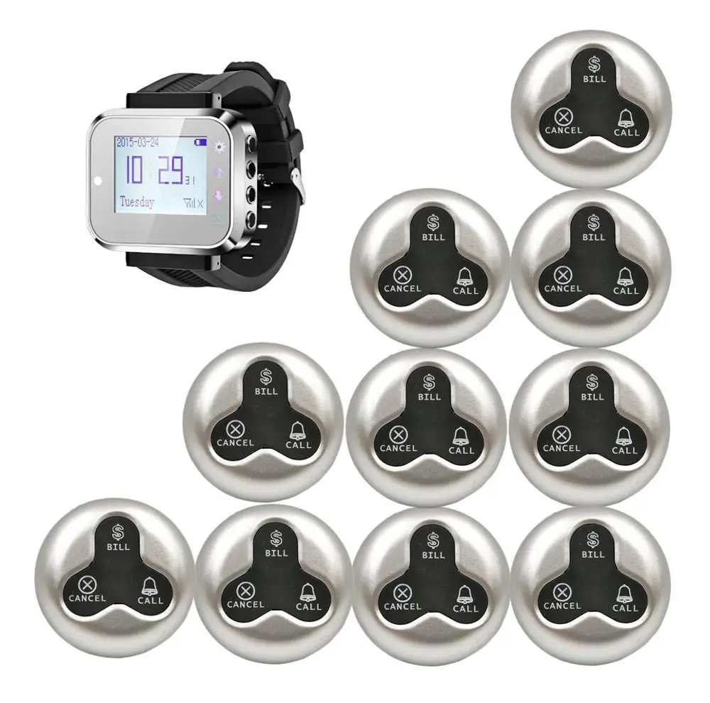 

simple type wireless call server restaurant waiter call system wrist watch pager