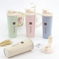 

wholesale fashion custom color and logo ECO-friendly wheat leak-proof sport water cup with straw