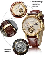

Ready to ship 2019 New Luxury Men Skeleton moon phase Dual time Mechanical Automatic movement Watch