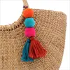 Colorful Bohemia Pom Pom Pompom Key Chain Key Rings Big Tassel Key Chains for Women Bag Charms handbag pendant
