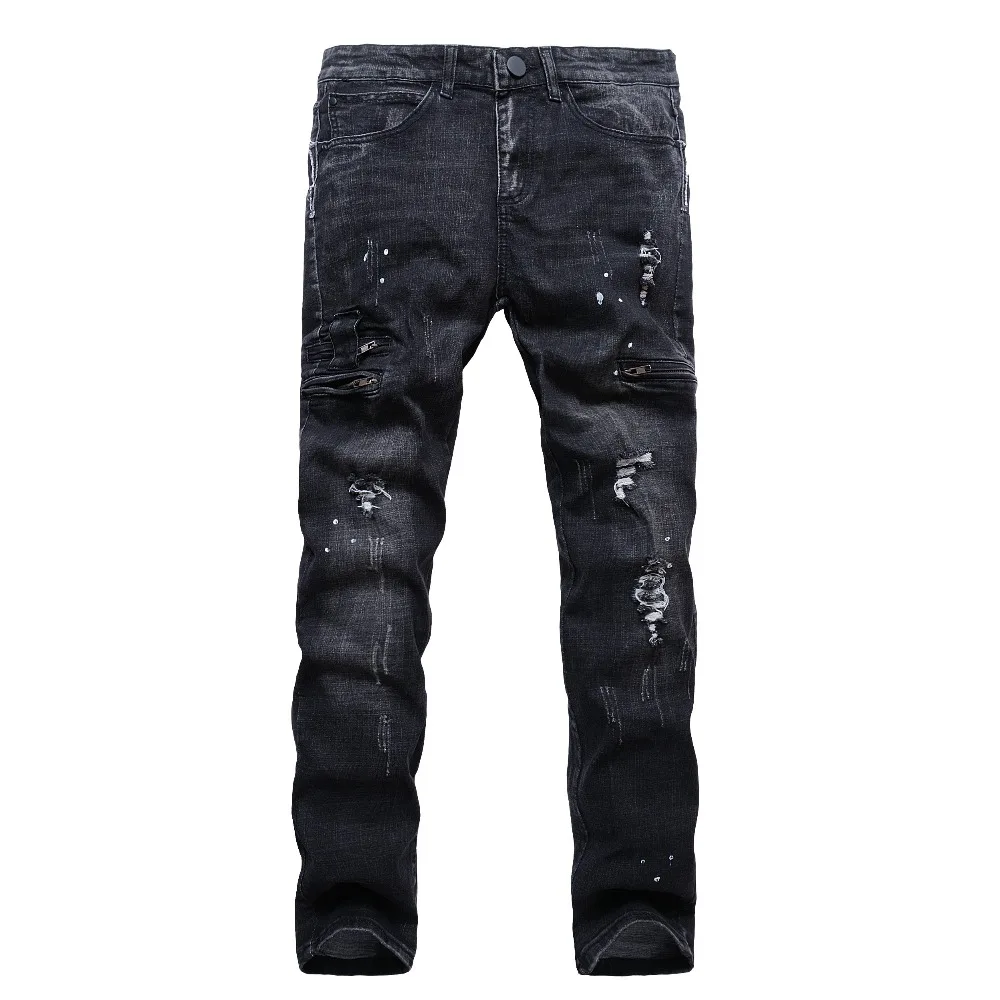 mens moto jeans black