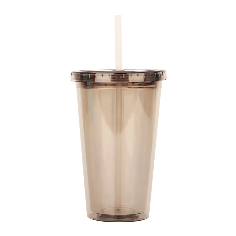 free custom logo plastic reusable double wall drinking straw cup