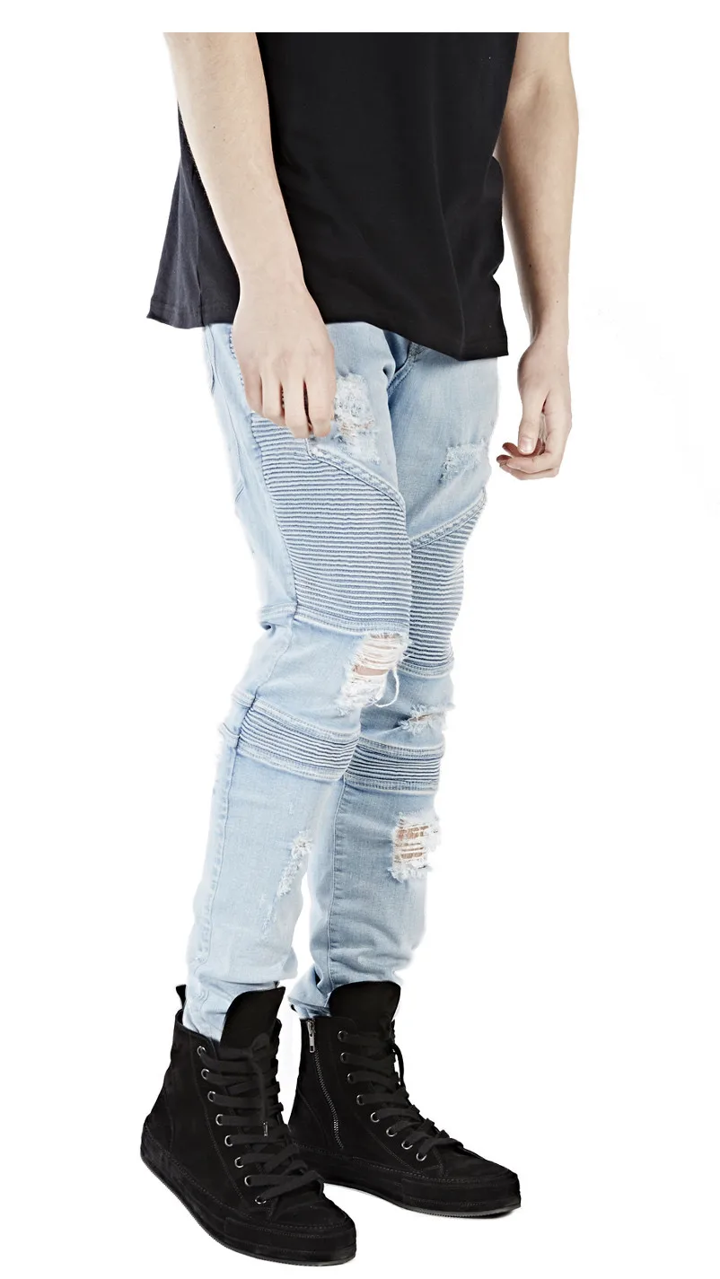 mens light wash biker jeans