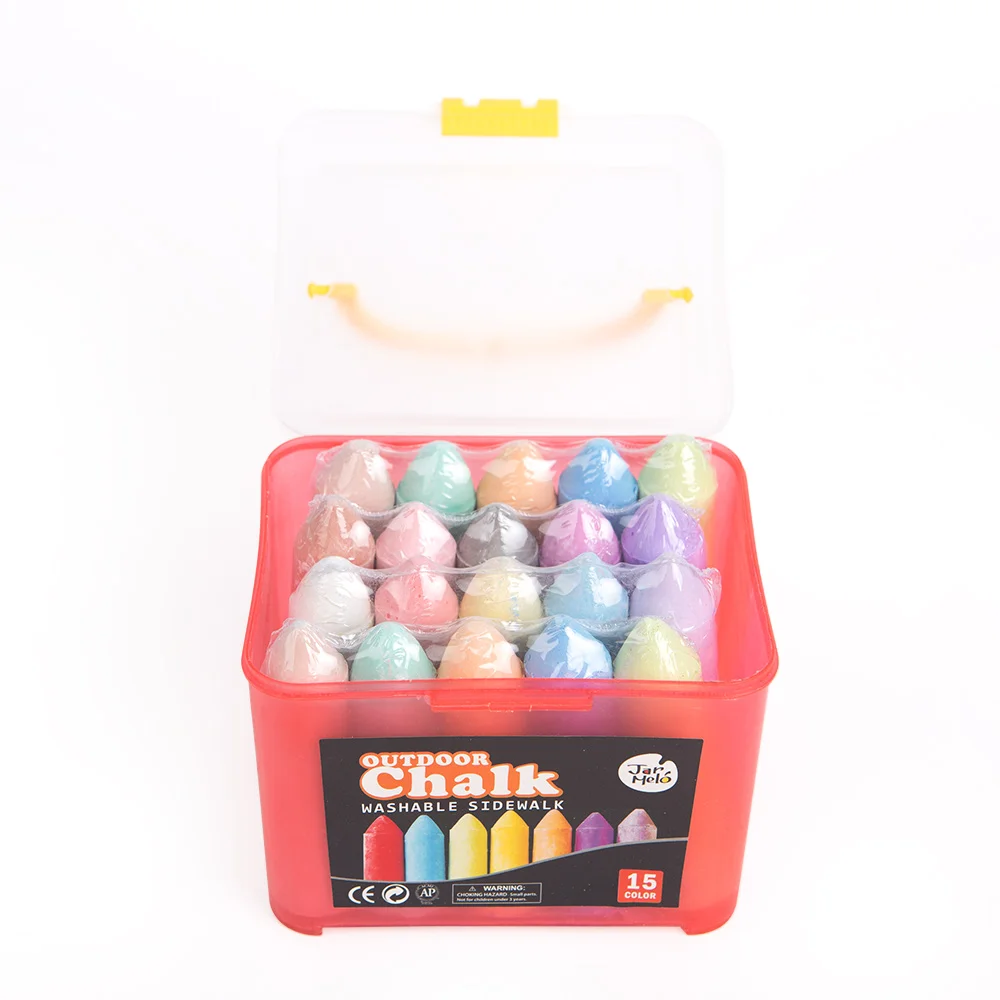 Washable Sidewalk Chalk15 Colors 20pcs Set Sidewalk Crayon Chalk With Dust Free And Outdoor Fun