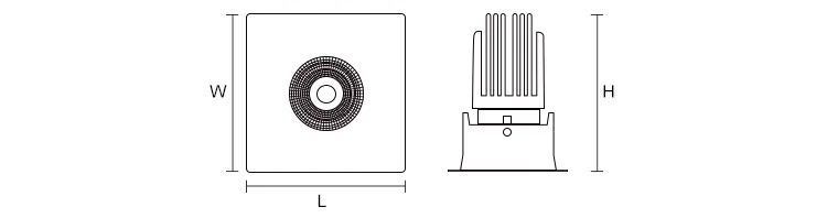 7W 12W 15W doundsquare downlight led recessed downlight