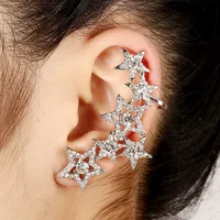 

Rhinestone Crystal Hollow Leaf Earrings Cuff Metal Ear Wrap