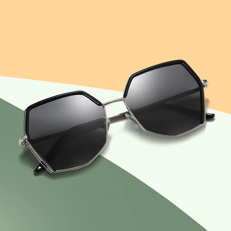 2019 fashion semi- rimless irregular frame polarized women sunglasses
