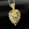 cool hip hop design Lion head pendant with 14k yellow gold plated