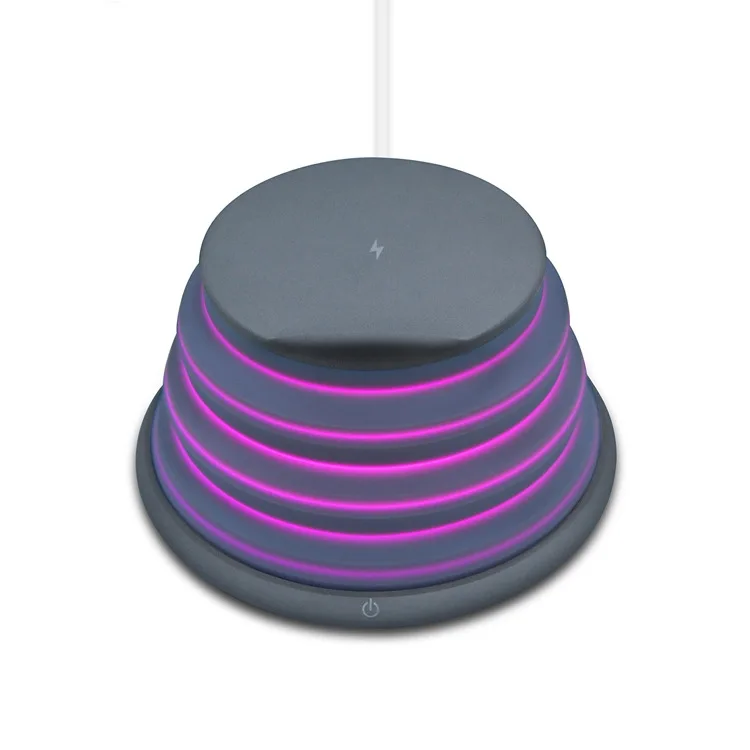 with led lamp function7 colors setting silicone folding 10w fast qi wireless charger