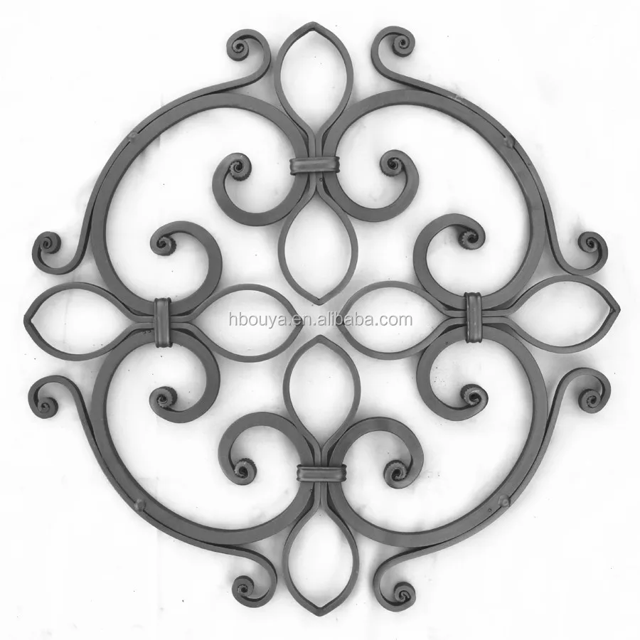 Scroll Series Wrought Iron Fence Parts Decorative Iron Rosettes