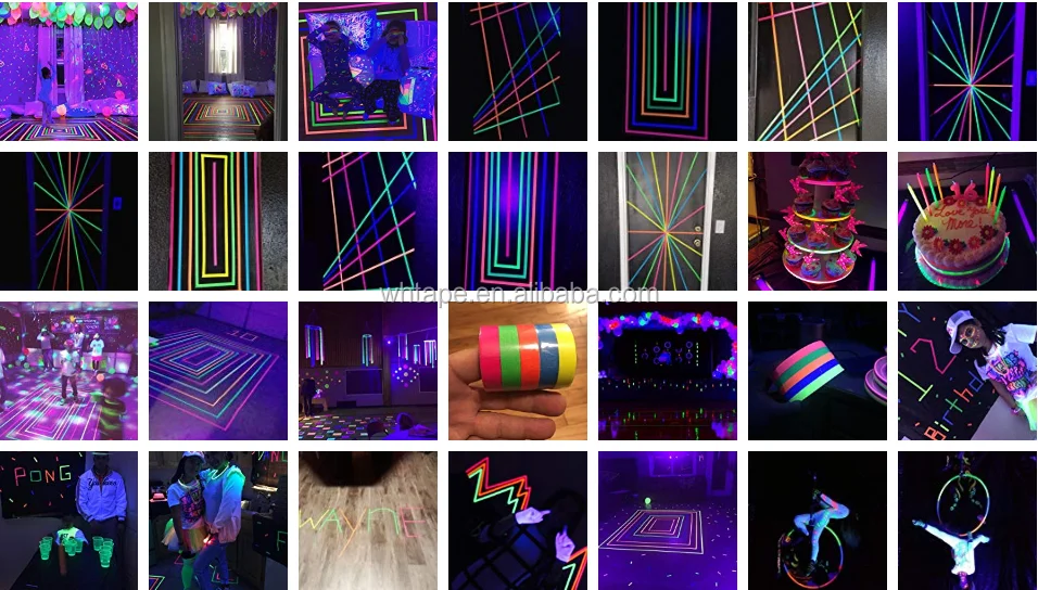 Fluorescent Adhesive Tapes Gaffer Tape Uv Blacklight Reactive Neon