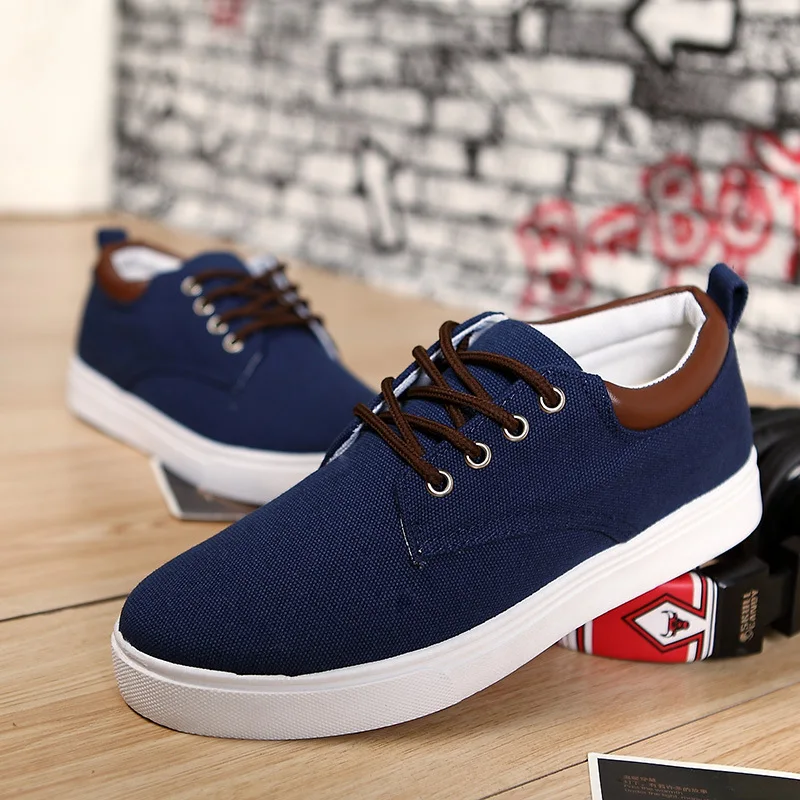 

Latest Men's Fashion Height Increasing Elevator Casual Canvas Skate Shoes, White, red, blue, gray