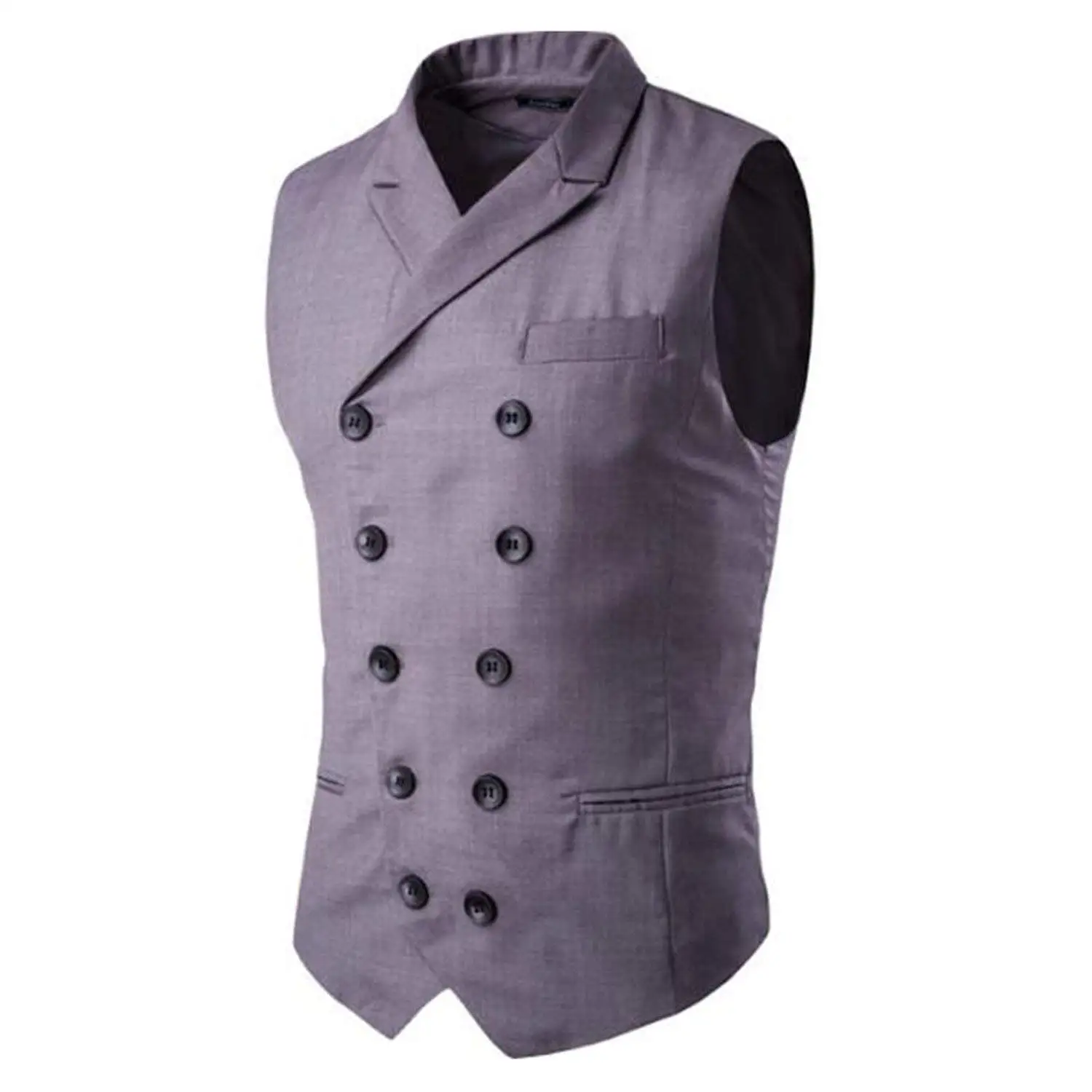 ONTBYB Mens Plaid Waistcoat Slim Fit Double Breasted Button Down Vest