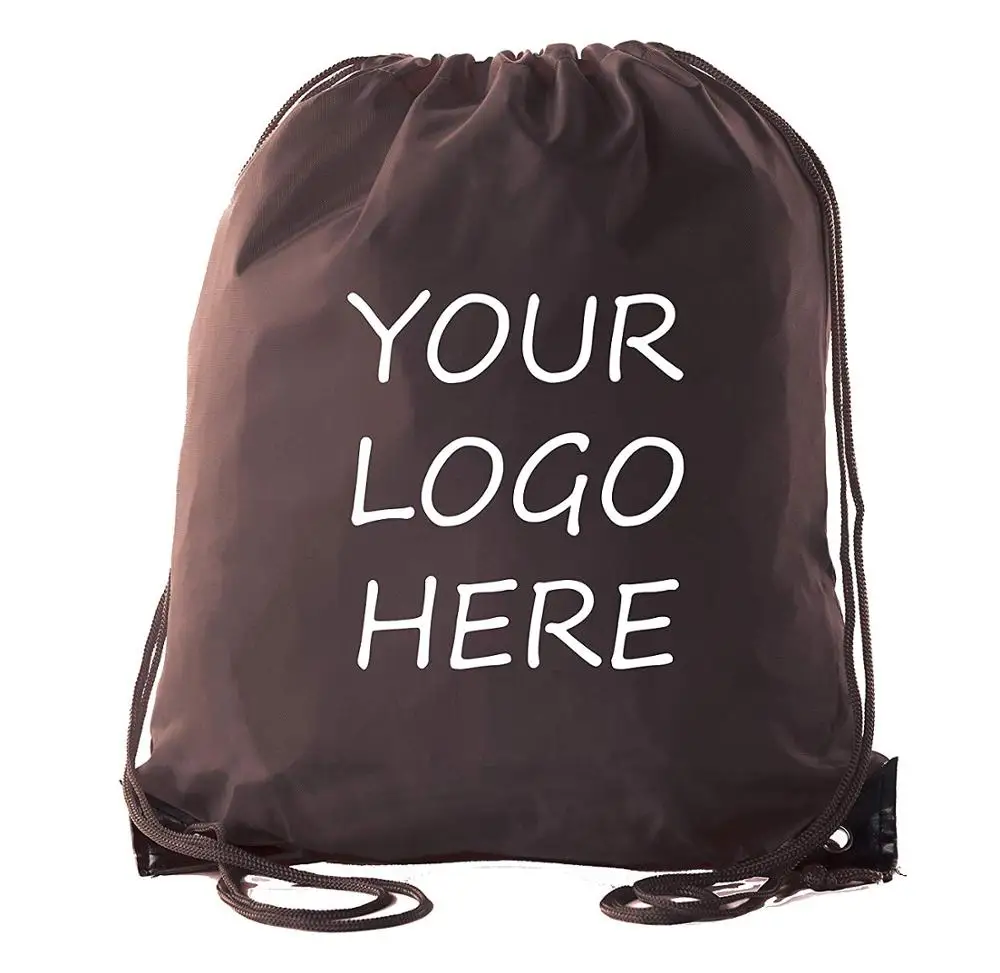 

cheap custom logo printed foldable nylon bags promotional rope drawstring backpack bag K01, Many colors in stock