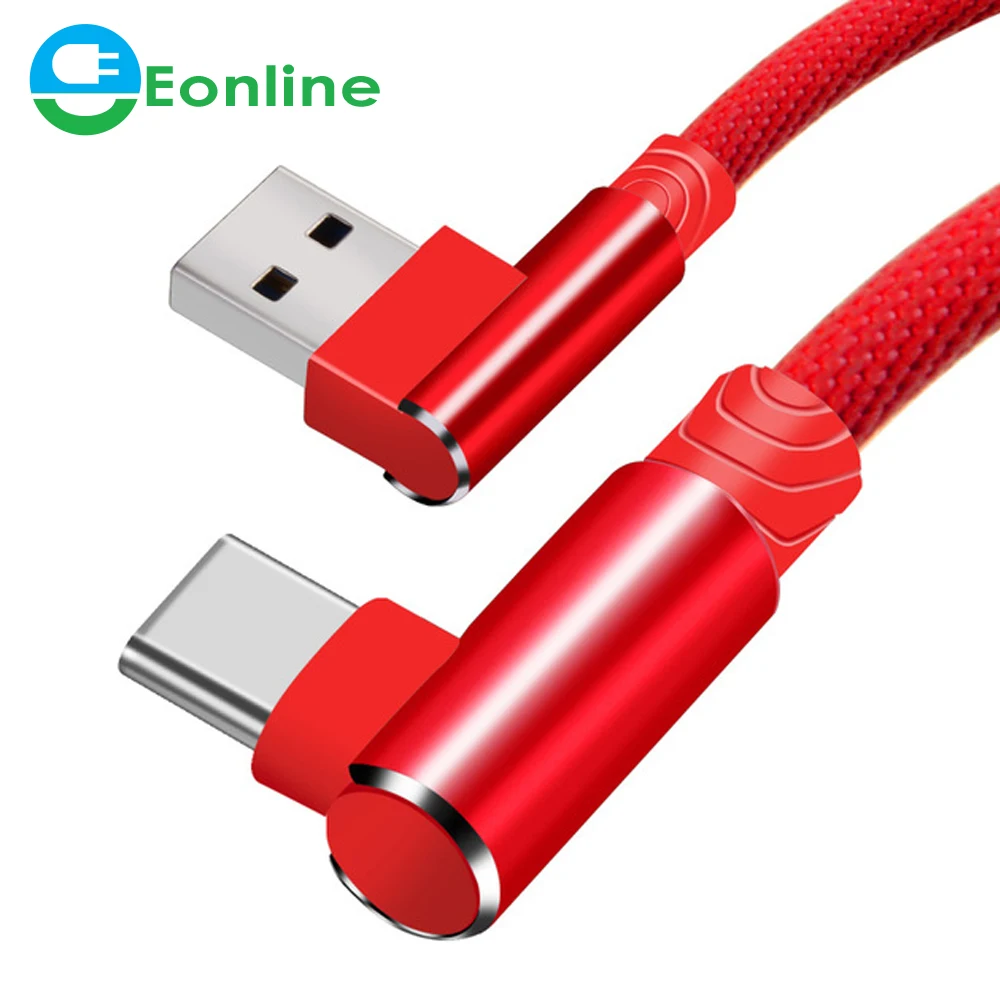 

1m 2m 3m 2.4A Type C Data Cable Portable 90 Degree Dual USB C Durable Charger Cable for Nexus 5X 6P HTC 10 LG G5, Black;red;blue;sliver;gray