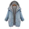 Blue Hooded Drawstring Boyfriend Trends Jean Swish Pockets Two Piece Outerwear Women Long Sleeve Buttons Coat
