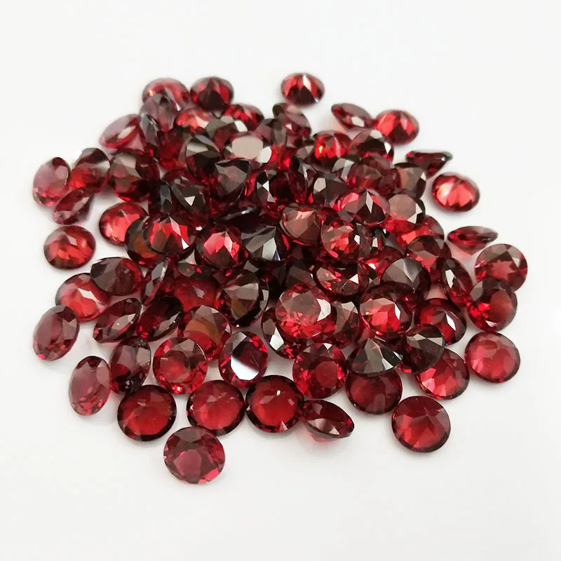 

Natural Gems Loose Gemstone AAA+ Red Mozambique Garnet using for DIY Jewelry Making and Blank ring for inlay Round Brilliant Cut