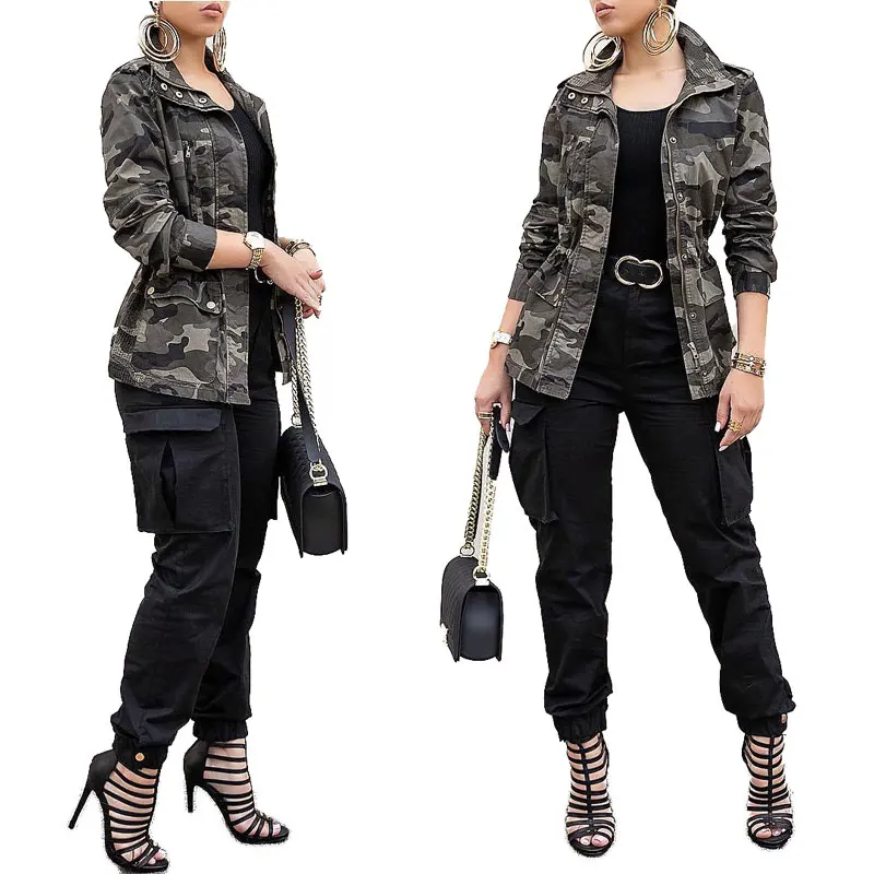 

81106-MX116 fashion 2018 camouflage print coats for ladies