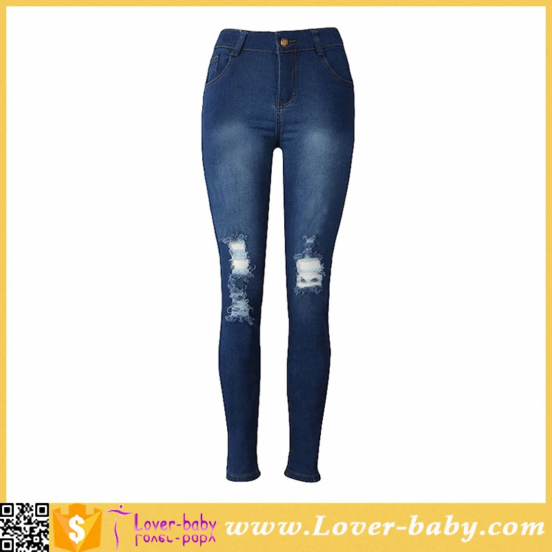 

2017 Fashion High Elastic Skinny Jeans Denim Pants With Shorts Broken, N/a