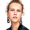 Kaimei Women Brands ZA New Design Colorful Square Big Dangle Earrings For Women Bohemia Geometric Custom Enamel Earrings