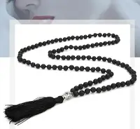 

6mm black lave stone beads oil essential diffuser Mala 108 prayer handmade yoga necklace jewelry