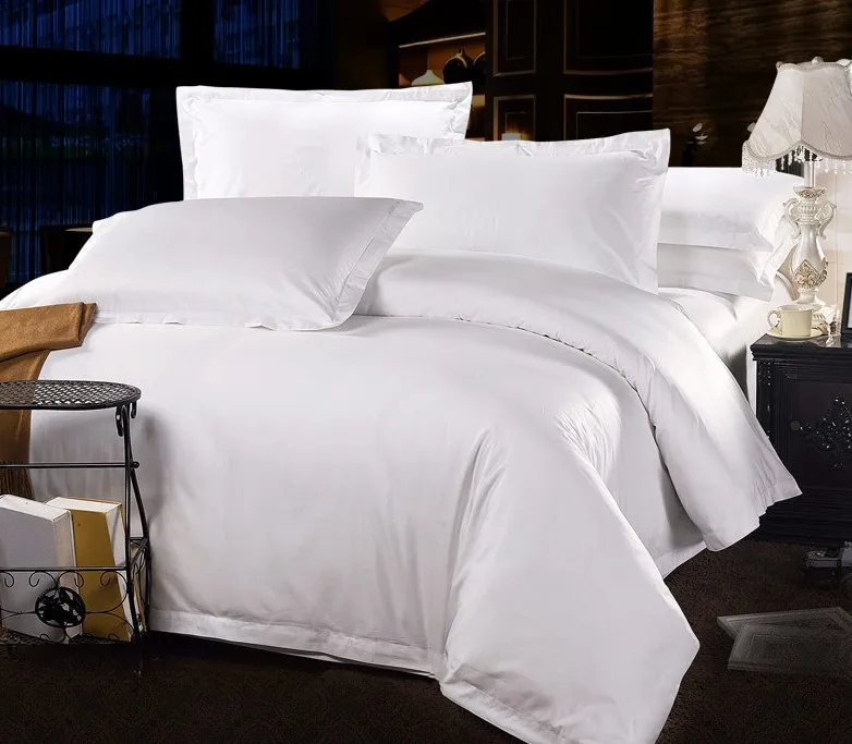 100 Cotton 60s 300tc Satin White Hotel Bedding Set Linens Duvet Cover