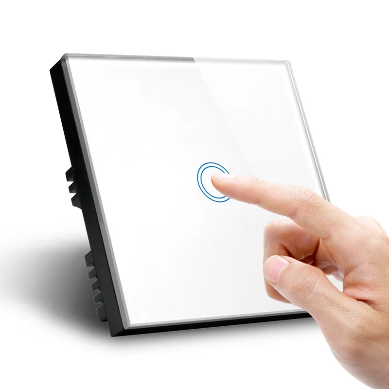工厂直接销售水晶白色玻璃面板触摸开关精美的工艺结合时尚 1 组触摸