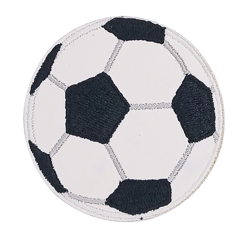 

Soccer Ball Leather Iron On Backing Embroidered Patches, As customer's resquest