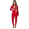 2019 Latest Design Bar code printing Women Long Sleeve Half Zip One Piece Bodycon Jumpsuit